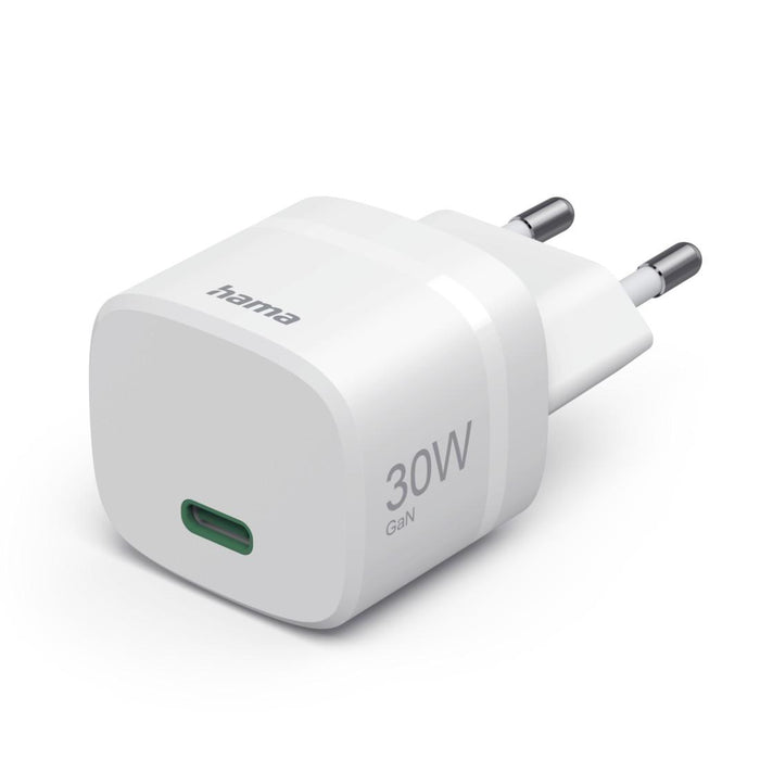 HAMA Зарядно устройство, 30 W, GaN, USB-C, PD/Qualcomm&reg;, Zero Standby, бяло