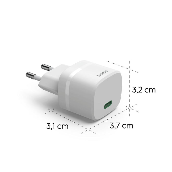 HAMA Зарядно устройство, 30 W, GaN, USB-C, PD/Qualcomm&reg;, Zero Standby, бяло