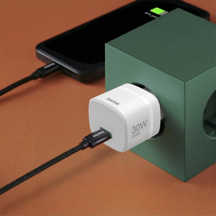 HAMA Зарядно устройство, 30 W, GaN, USB-C, PD/Qualcomm&reg;, Zero Standby, бяло