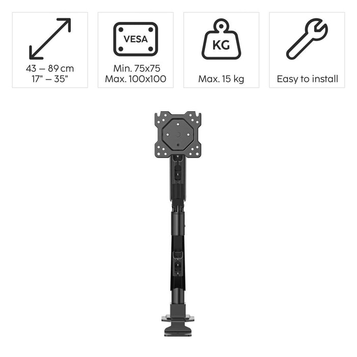 HAMA Стойка за монитор за бюро, 17"-35", регулируема, газова пружина