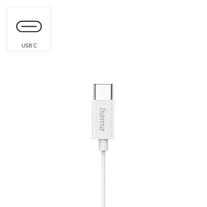 HAMA Слушалки "Season II" USB-C, накрайници, микрофон, защита от прегъване на кабел, бял