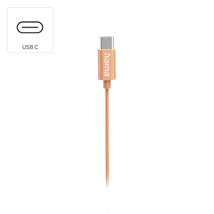HAMA Слушалки &ldquo;Curly&rdquo;, USB-C, микрофон, оранжев