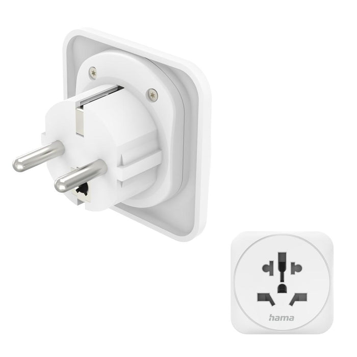 Travel Adapter тип E и F, 3-пинов, универсален, от цял свят към Европа, бял
