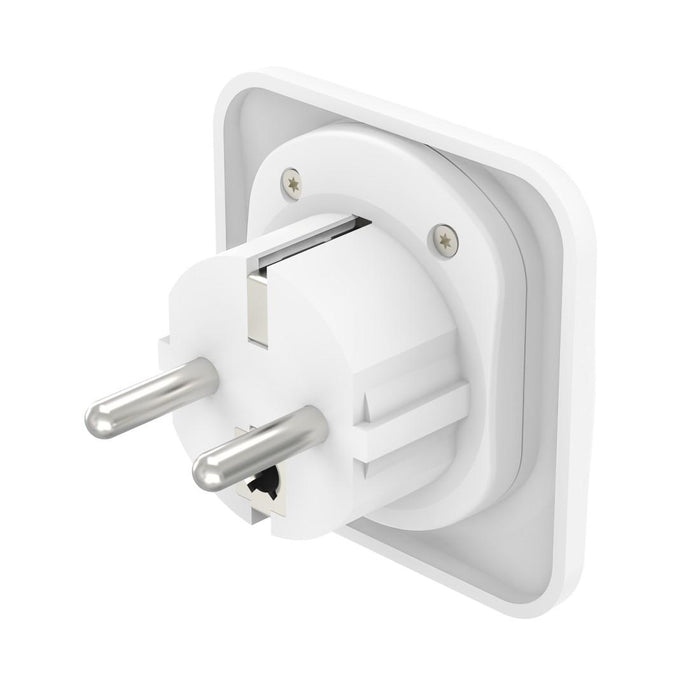 Travel Adapter тип E и F, 3-пинов, универсален, от цял свят към Европа, бял