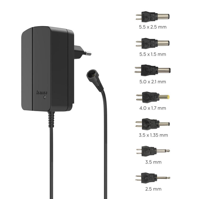 HAMA Универсално захранване, регулируемо, 1500mA, 24W, max. 24V, 7 адаптера