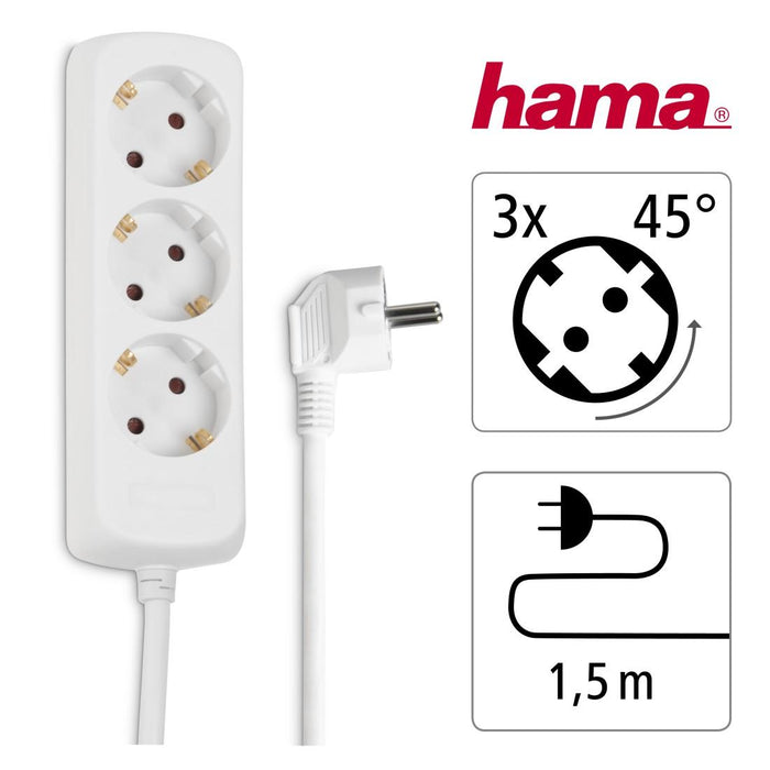 HAMA Разклонител 3 гнезда, 1.4м, бял
