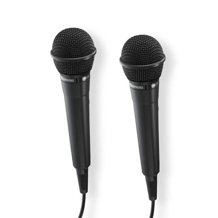 HAMA Аудио динамични микрофони &ldquo;Karaoke&rdquo;, Комплект 2 бр. с кабел жак 2,5 м + адаптер, вкл./изкл.