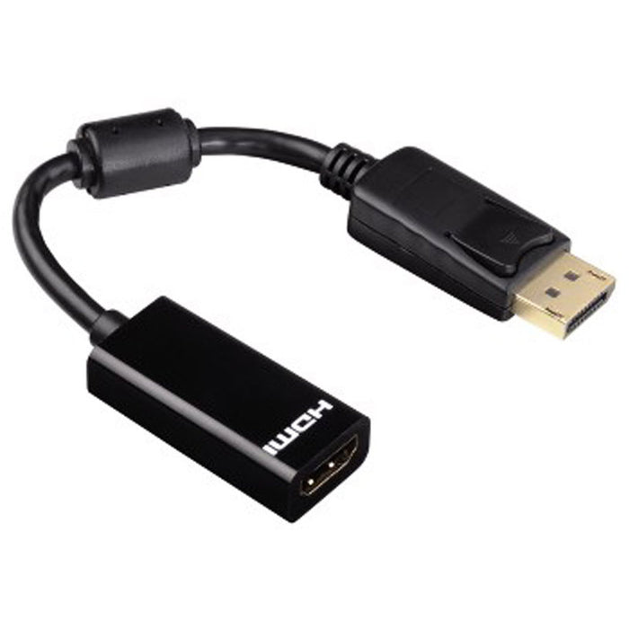 Кабел адаптер от сигнал с мъжко HAMA DisplayPort към женско HDMI D.Port->HDMI UHD 53766/200335 работи само в тази посока