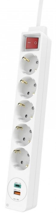 Разклонител HAMA-133758 USB-C/USB-A, 5 гнезда,1.4м