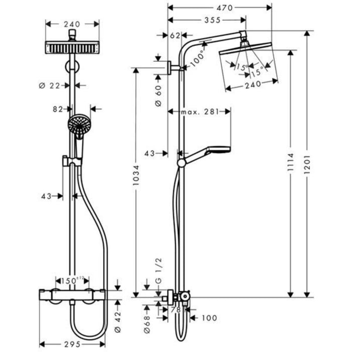 ДУШ СИСТЕМА CROMETTA E 240 HANSGROHE