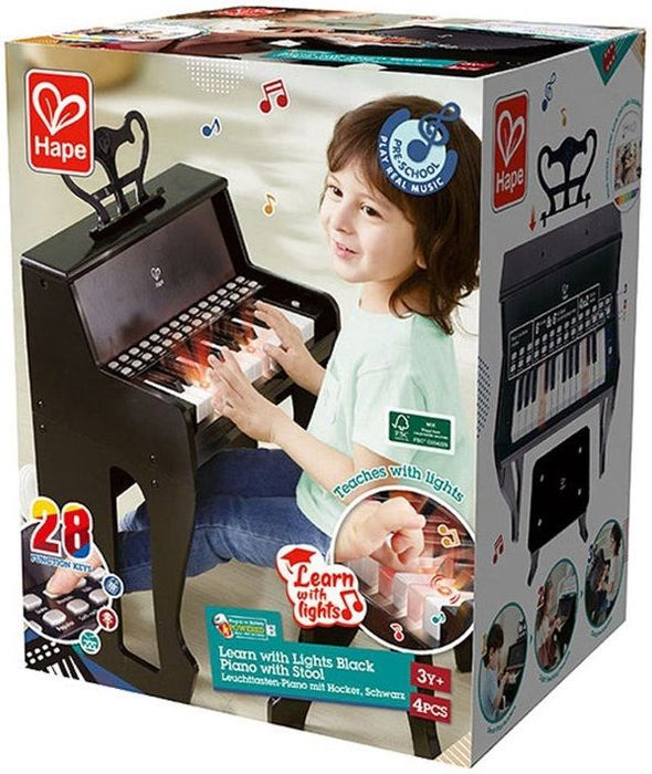 Дървено електронно пиано със столче Hape, черно