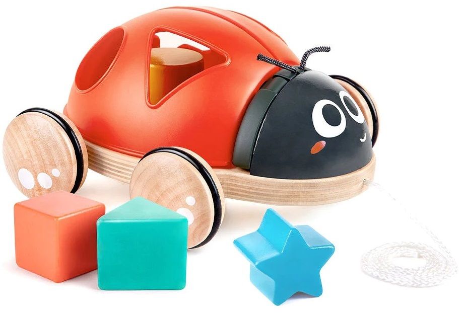 Дървена играчка за дърпане и сортиране HaPe International - Калинка