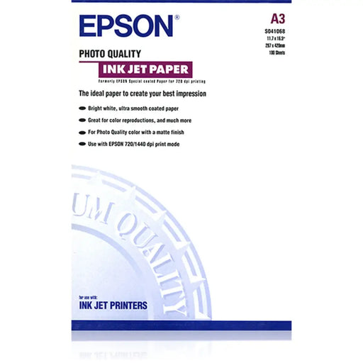 Хартия за Печат Epson C13S041068 Бял A3 (1 броя)