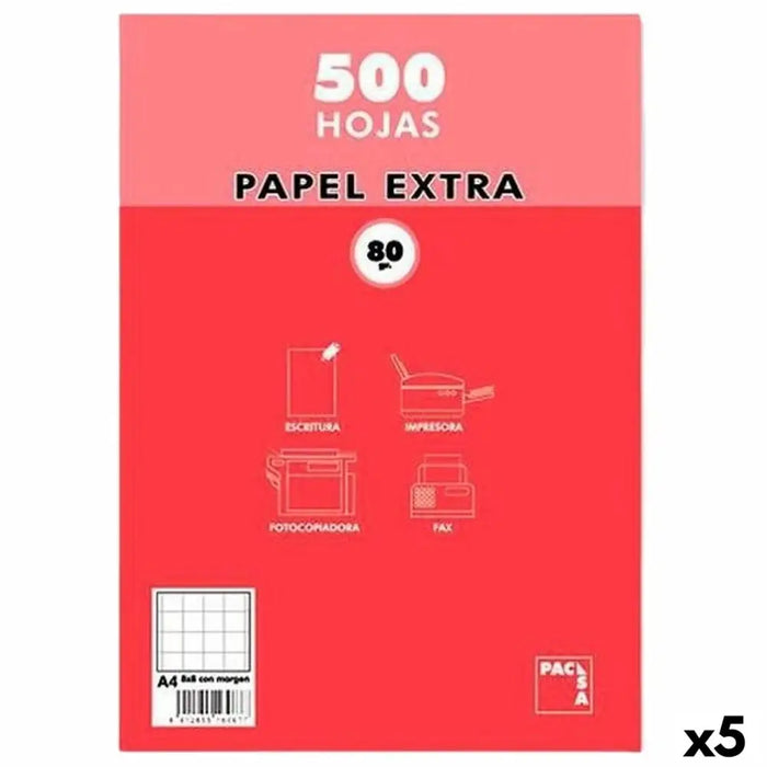 хартия Pacsa EXTRA Бял A4 500 Листи (5 броя)