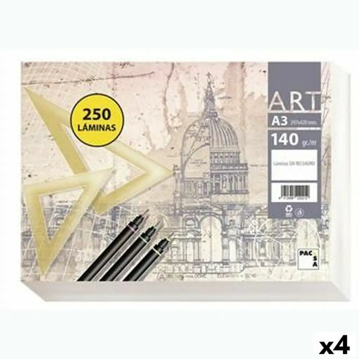 Хартия за рисуване Pacsa ART Бял A3 250 Листи (4 броя)