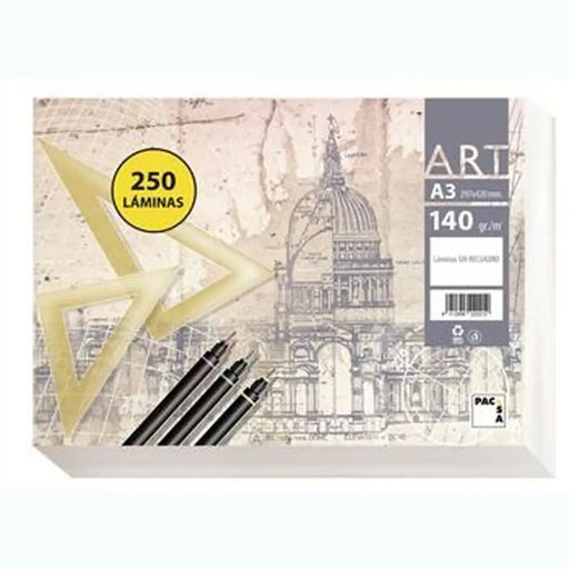 Хартия за рисуване Pacsa ART Бял A3 250 Листи (4 броя)