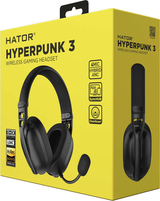 Гейминг слушалки HATOR - Hyperpunk 3, безжични, черни
