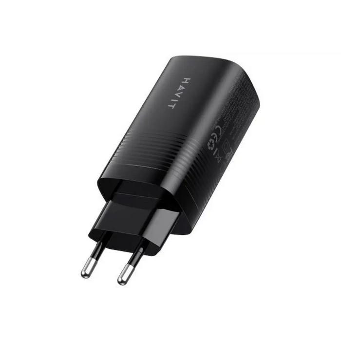 Havit UC20 - GaN 65 W трипортово зарядно за пътуване черно