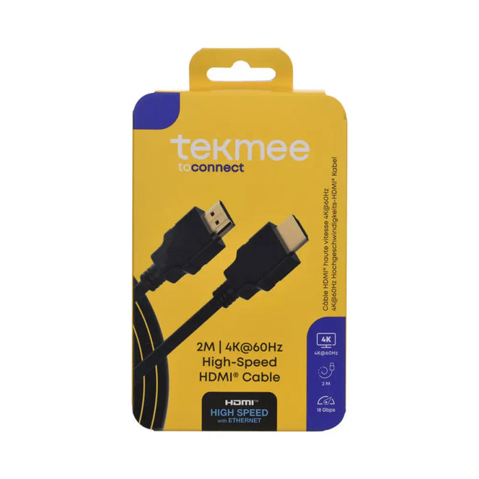 HDMI КАБЕЛ 2M 4K HIGH SPEED ПОЗЛАТЕН TEKMEE