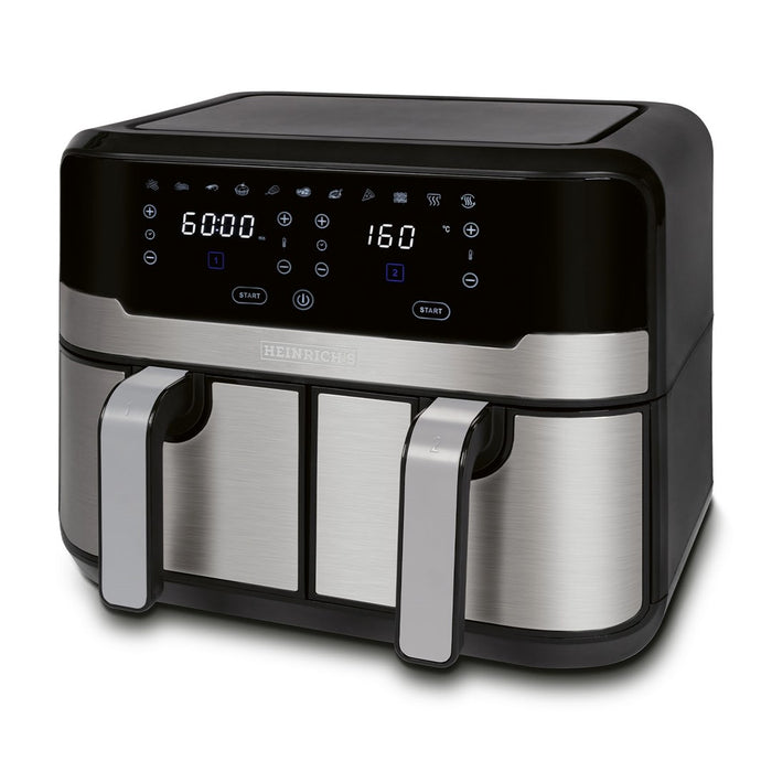 Heinrich''s HFR 8214 Двоен фритюрник с горещ въздух 2 x 4.5 л = 9.0 л 1300-2400 W Черен - Сребрист
