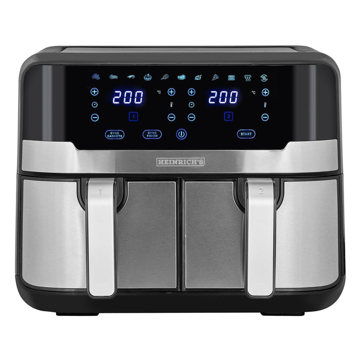 Heinrich''s HFR 8214 Двоен фритюрник с горещ въздух 2 x 4.5 л = 9.0 л 1300-2400 W Черен - Сребрист