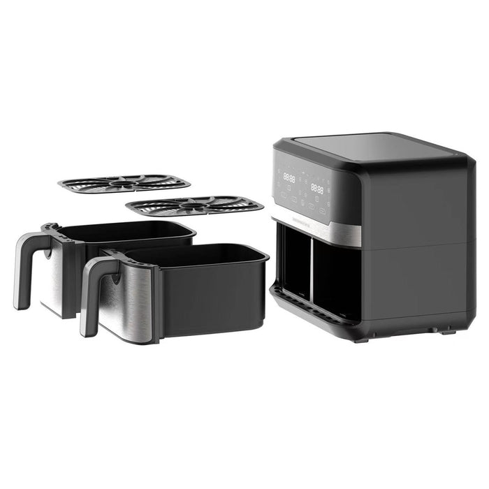 Heinrich''s HFR 8214 Двоен фритюрник с горещ въздух 2 x 4.5 л = 9.0 л 1300-2400 W Черен - Сребрист