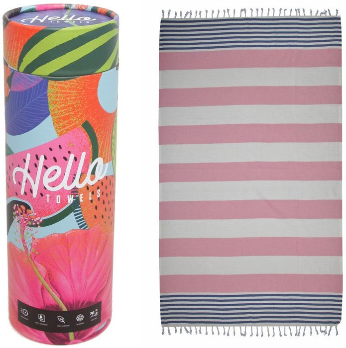 Памучна кърпа в кутия Hello Towels - New, 100 х 180 cm, синьо-розова