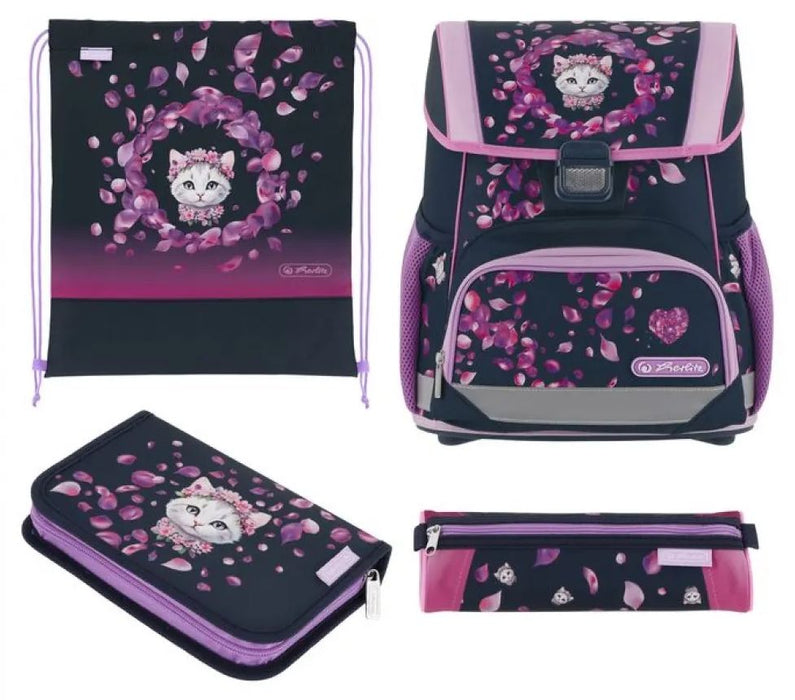 Ученически комплект Herlitz Loop Plus - Blossom Dance, раница, два несесера и мешка