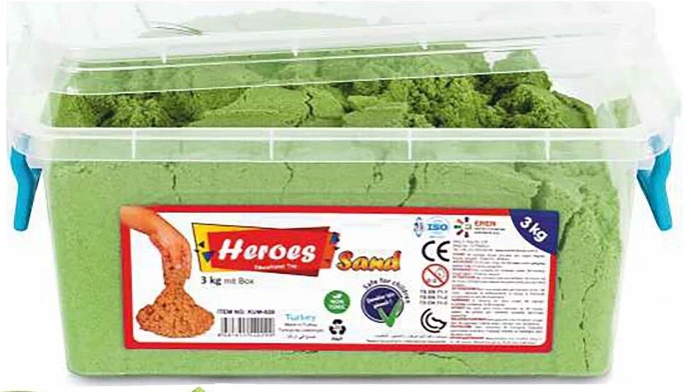 Кинетичен пясък Heroes - Зелен цвят, 3 kg