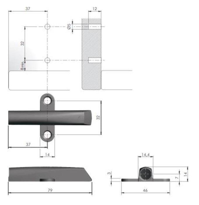 ПУШ БУТОН С МАГНИТ 37MM+НАСРЕЩНИК/АДАПТО