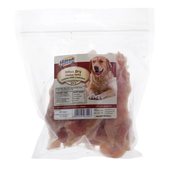 HILTON Dry chicken jerky - Лакомство за кучета - 500гр