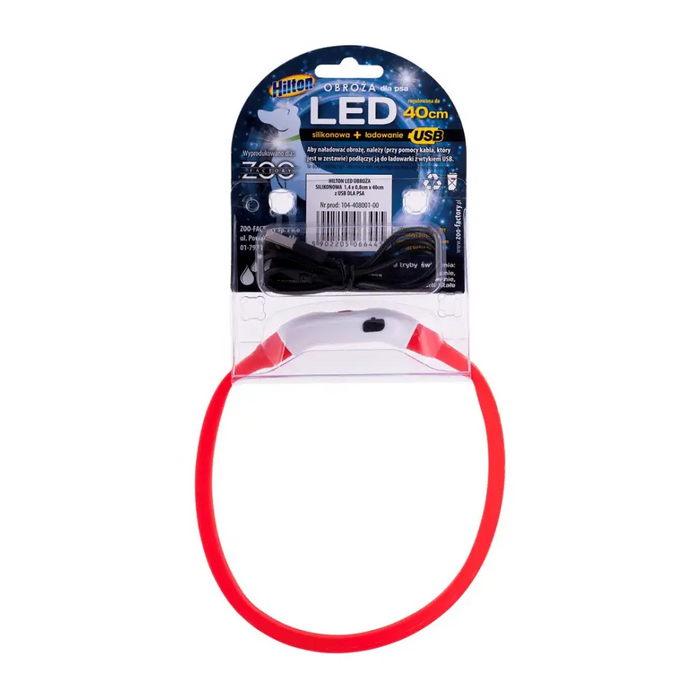 HILTON LED силикон 1.4x0.8x40 см с USB - нашийник за куче