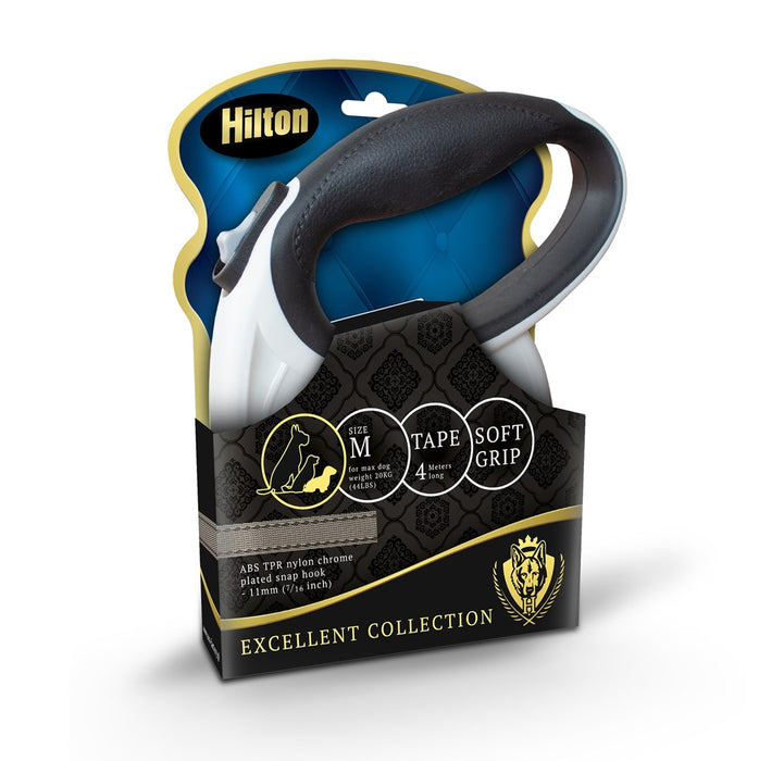 HILTON Smart Dog M (20 кг) - прибираща се каишка - бяло-черна - 4 м