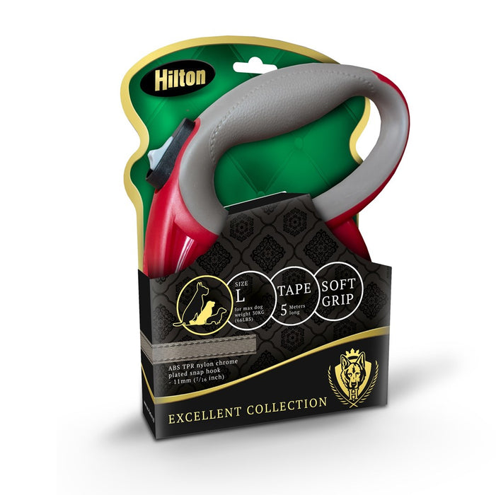 HILTON Smart Dog L (30 кг) - прибираща се каишка - бордо-сива - 5 м