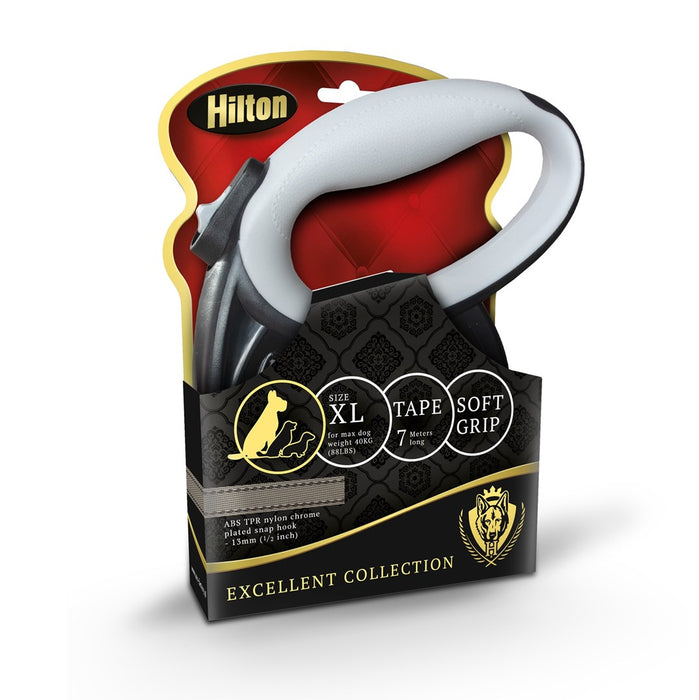 HILTON Smart dog XL (40 кг) - прибираща се каишка - черно-сива - 7 м