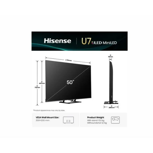 Hisense 50’’ U7Q 4K Ultra HD 3840x2160 ULED FALD Quantum