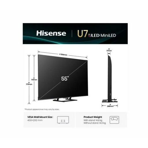 Hisense 55’’ U7Q 4K Ultra HD 3840x2160 ULED FALD Quantum