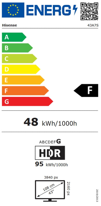 Hisense 43" A7S, 4K Ultra HD 3840x2160, QLED, FALD, Quantum Dot, HDR 10+, HLG, Dolby Vision, Dolby Atmos, Smart TV, WiFi 5GHz, WiFi Direct, BT, Anyview Cast, 3xHDMI, 2xUSB, LAN, CI+, DVB-T2/C/S2, черен