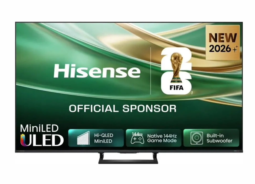 Hisense 50" E8S, 4K Ultra HD 3840x2160, ULED, Quantum Dot, 144 Hz, HDR 10+, HLG, Dolby Vision, DTS Virtual X, Smart TV, WiFi, Светлинен сензор, BT, Anyview Cast, 4xHDMI, 2xUSB, LAN, CI+, DVB-T2/C/S2, Единична стойка, Черен
