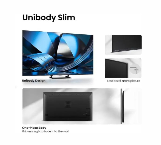 Hisense 50" U7SE, 4K Ultra HD 3840x2160, ULED, FALD, Quantum Dot, 144Hz, IPS, HDR 10+, HLG, Dolby Vision IQ, Dolby Atmos, Smart TV, WiFi 5GHz, WiFi Direct, BT, Anyview Cast, 4xHDMI, 2xUSB, LAN, CI+, DVB-T2/C/S2, черен