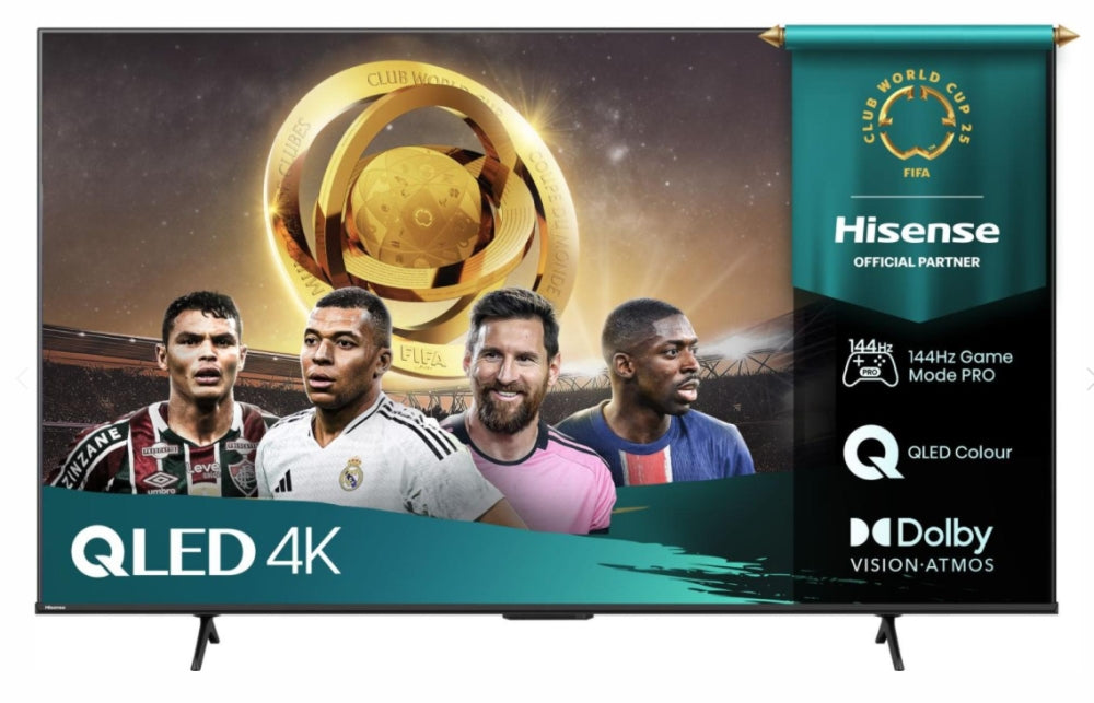 Hisense 55" E7Q Pro, 4K Ultra HD 3840x2160, QLED, Quantum Dot, 144Hz, HDR 10+ adaptive, HLG, Dolby Vision, DTS Virtual X, Smart TV, WiFi 5GHz, WiFi Direct, BT, Anyview Cast, 3xHDMI, 2xUSB, LAN, CI+, DVB-T2/C/S2, черен