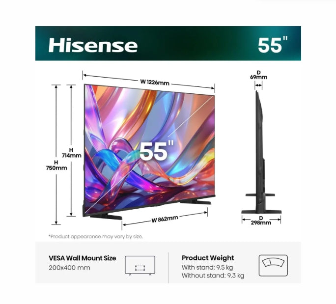 Телевизор HISENSE 55E7S, 55", Hi-QLED, Smart TV, 4K, 60 Hz