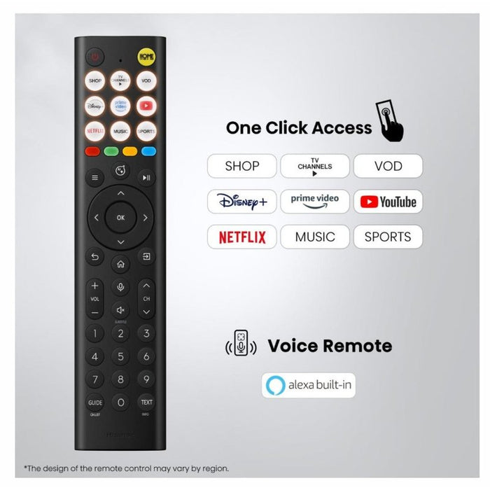 Hisense 55" E8S, 4K Ultra HD 3840x2160, ULED, Quantum Dot, 144 Hz, HDR 10+, HLG, Dolby Vision, DTS Virtual X, Smart TV, WiFi, Светлинен сензор, BT, Anyview Cast, 4xHDMI, 2xUSB, LAN, CI+, DVB-T2/C/S2, Единична стойка, Черен