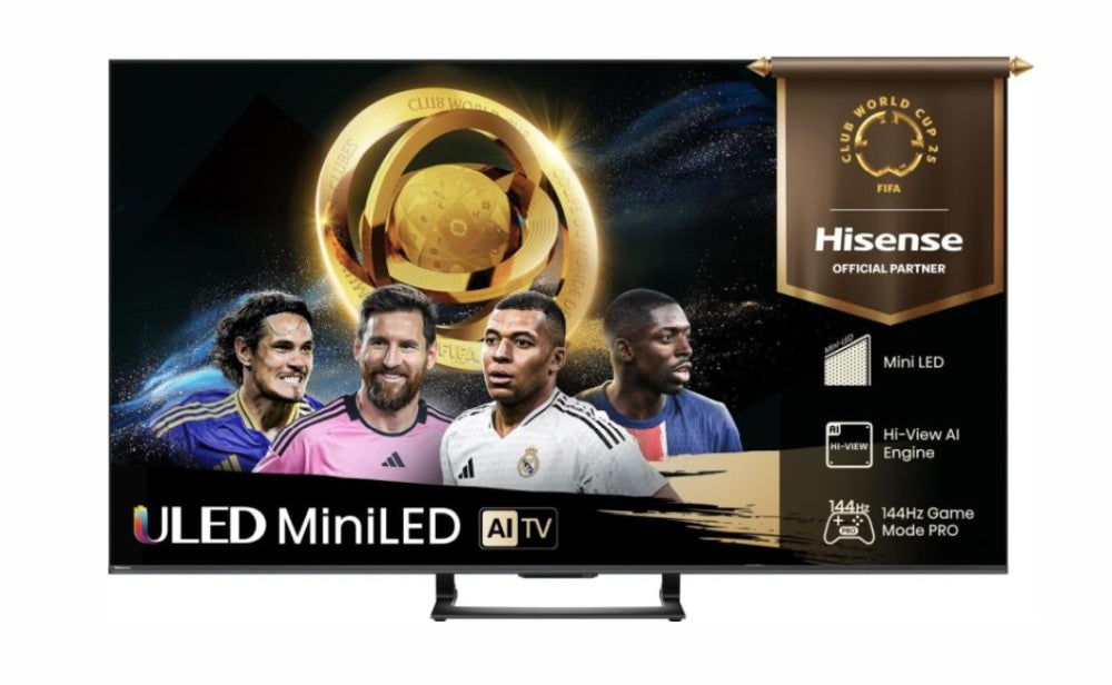 Hisense 55" U7Q, 4K Ultra HD 3840x2160, ULED, FALD, Quantum Dot, 144Hz, IPS, HDR 10+, HLG, Dolby Vision IQ, Dolby Atmos, Smart TV, WiFi 5GHz, WiFi Direct, BT, Anyview Cast, 4xHDMI, 2xUSB, LAN, CI+, DVB-T2/C/S2, черен