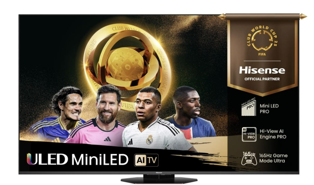 Hisense 75" U8Q, 4K Ultra HD 3840x2160, Mini LED Pro, FALD, Quantum Dot, 165Hz, IPS, HDR 10+, HLG, Dolby Vision IQ, Dolby Atmos, Smart TV, Светлинен сензор, WiFi 5GHz, WiFi Direct, BT, Anyview Cast, 3xHDMI, 2xUSB, LAN, CI+, DVB-T2/C/S2, Черен