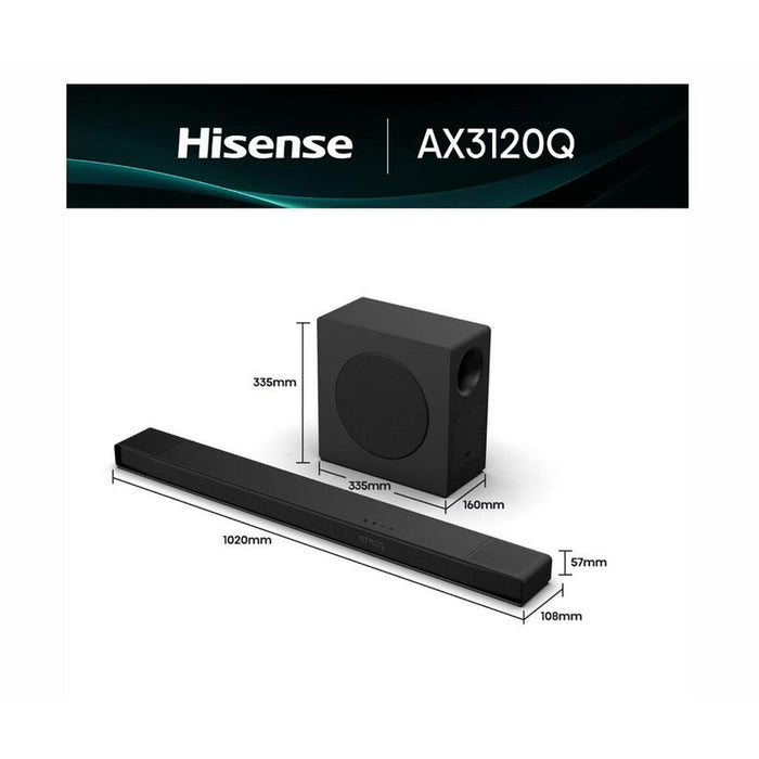 Hisense AX3120Q, 3.1.2 канала, 440 W, BT, Dolby Atmos, черен