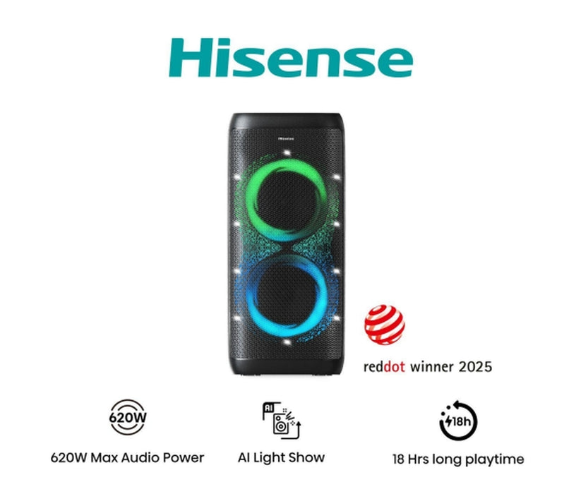 Hisense Party Thunder, 620W, BT, 18 часа възпроизвеждане, Черен