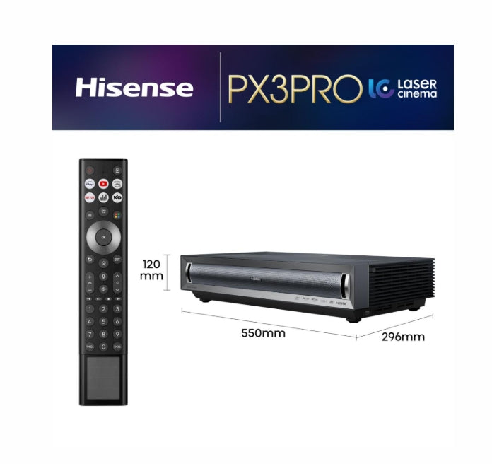 Hisense проектор PX3-PRO Домашно кино, 3000; 1,3x HDMI, 1x LAN, Черен