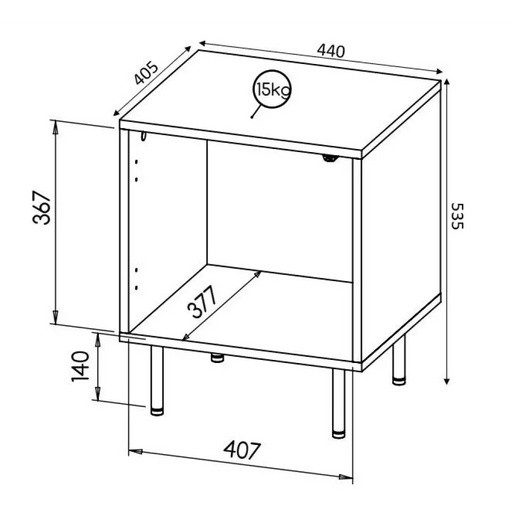 HOLE нощно шкафче 2 бр. 44x40.5x53.5 см бял мат