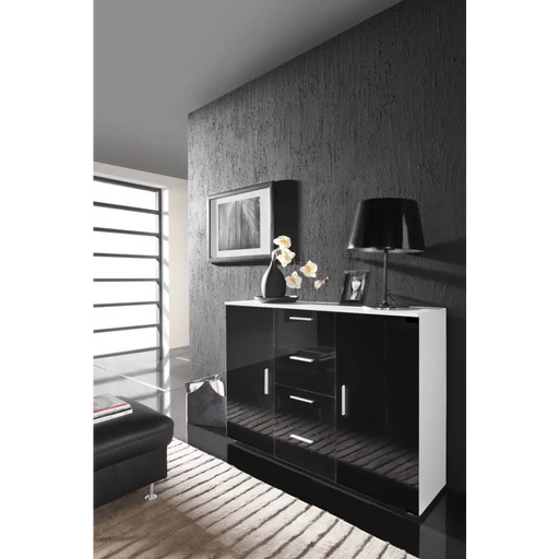 Холен бюфет Cama UNI BLACK бял/черен гланц